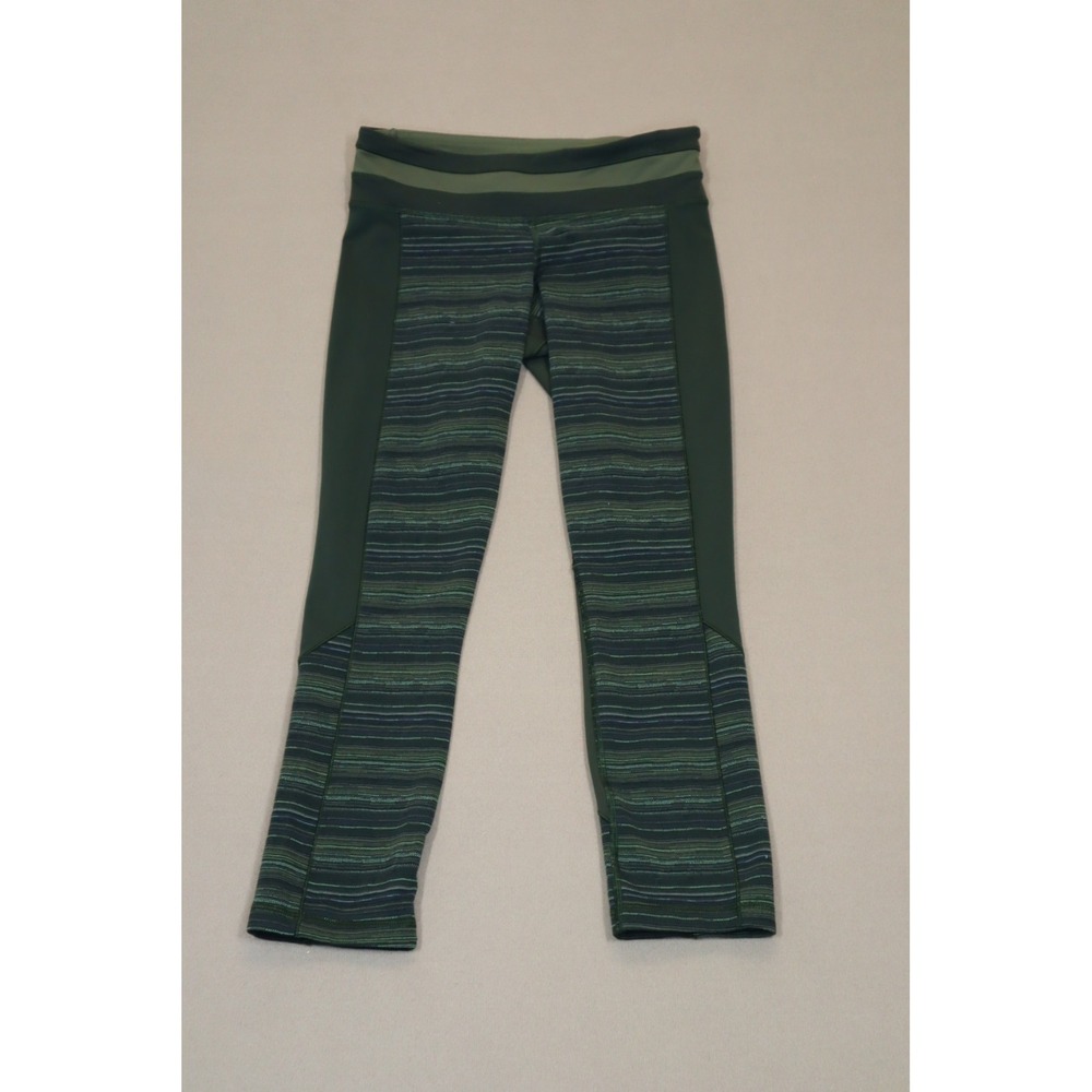 Lululemon Women's Green Striped Athletic Tight